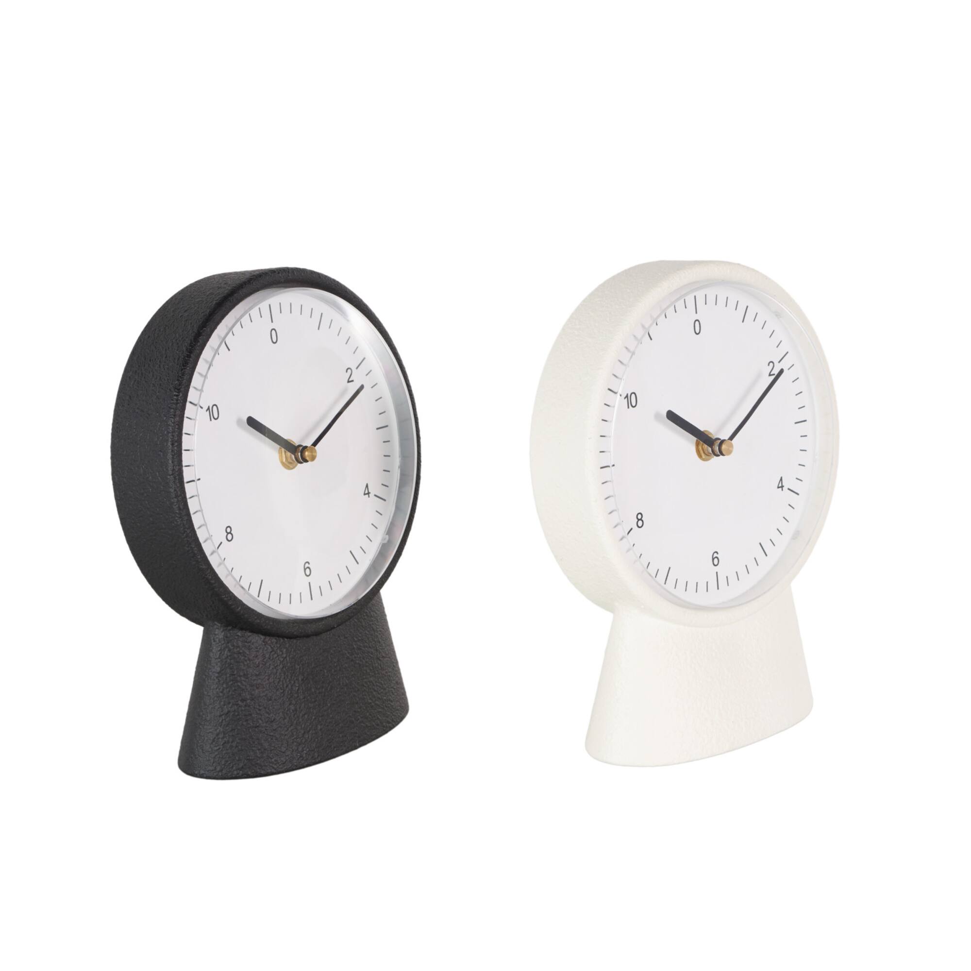 Black & White Metal Textured Decorative Clock Set